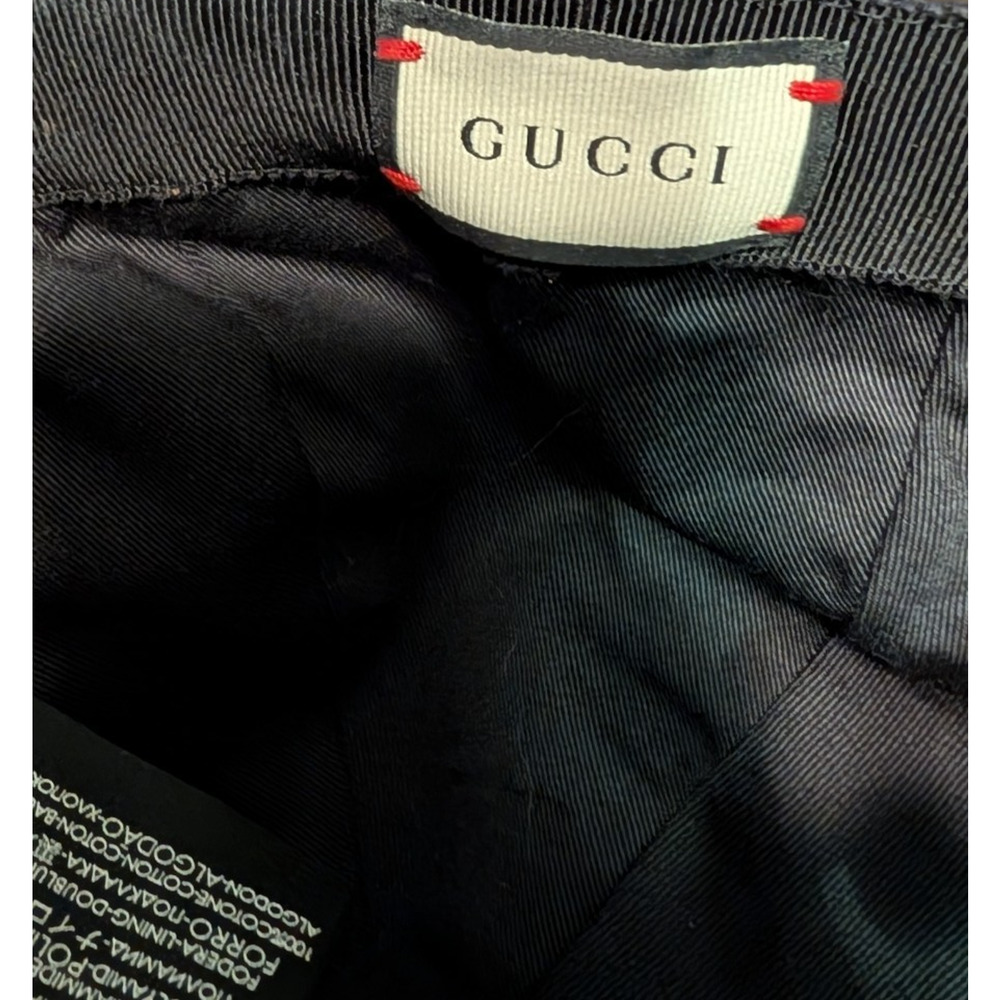Gucci GG Monogram Web Stripe Canvas Baseball Cap Hat Black Medium - Picture 7 of 10